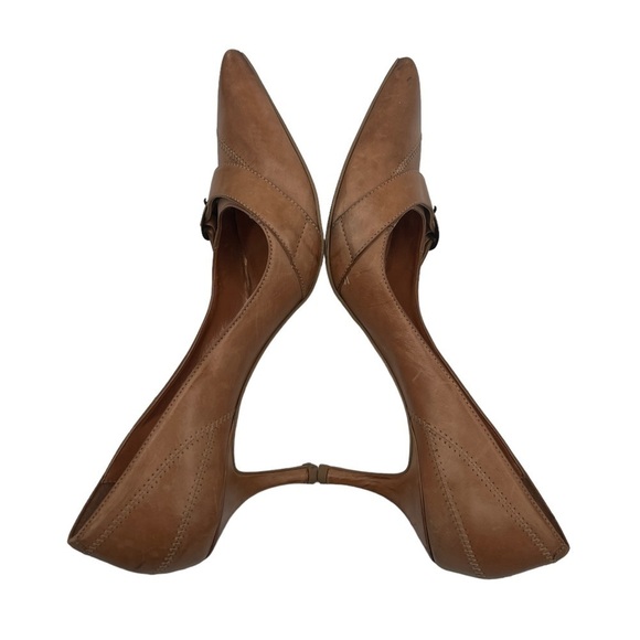 Gabriella Rocha Nude Pointed Toe Leather Kitten Heels Size 41 Women’s - Picture 6 of 9